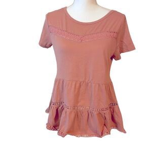 Derek Heart Rose Cut Out Babydoll Top Size Medium NWT